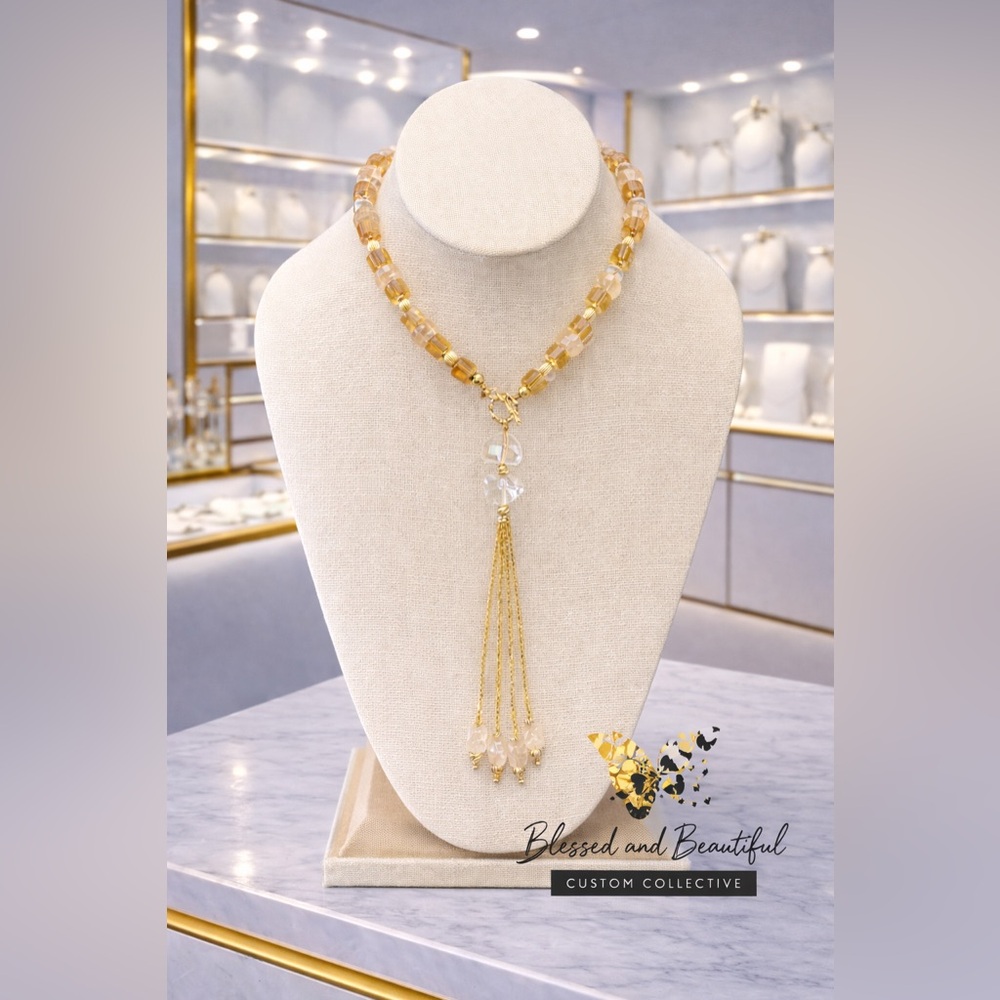 Elegant Gold and Clear Beaded Necklace